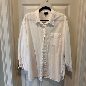 Torrid White Button Down Shirt Size 1 (1X) Oversized Casual